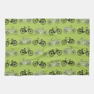 Spaß-Vintager grüner Fahrrad-Muster-Druck Handtuch