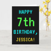 Spaß-Vintager/Retro Videospiel-Blick-7. Geburtstag Karte (Gelbe Blume)