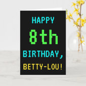 Spaß-Vintager/Retro Videospiel-Blick-8. Geburtstag Karte (Gelbe Blume)