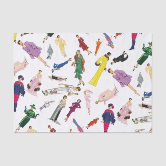 Spaß-Vintages Kleidermode-Illustrations-Muster Seidenpapier (Vorderseite)