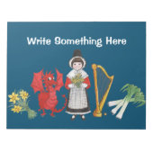 Spaß walisische Kostüme und Embleme auf Blue Notep Notizblock (Vorderseite)