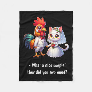 Spaß, was für ein nettes Paar Huhn und Katze lusti Fleecedecke