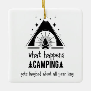 Spaß, was im Camping passiert, lacht Keramikornament