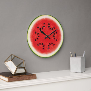 Spaß-Wassermelone-rotes Große Wanduhr
