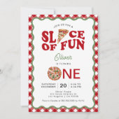Spaß | Wavy Pizza 1. Geburtstag Einladung (Vorderseite)