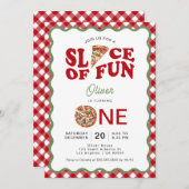 Spaß | Wavy Pizza 1. Geburtstag Einladung (Vorne/Hinten)