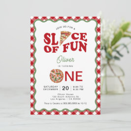 Spaß | Wavy Pizza 1. Geburtstag Einladung