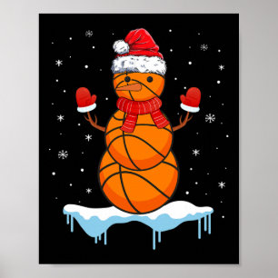 Spaß Weihnachten Basketball Santa Snowman Poster
