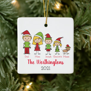 Spaß Weihnachten Charakter Personalisierte Famili Keramikornament