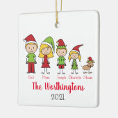 Spaß Weihnachten Charakter Personalisierte Familie Keramikornament (Links)
