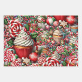 Spaß Weihnachten Cupcakes Roter Streifen Canes Geschenkpapier Set (Vorderseite)