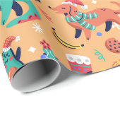 Spaß Weihnachten Dinosaurier Dog Parrot Avocado Ca Geschenkpapier (Rolleneckpunkt)