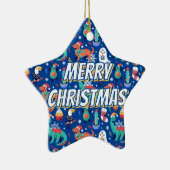 Spaß Weihnachten Dinosaurier Dog Parrot Avocado Ca Keramik Ornament (Rechts)