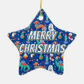 Spaß Weihnachten Dinosaurier Dog Parrot Avocado Ca Keramik Ornament (Vorne)