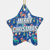 Spaß Weihnachten Dinosaurier Dog Parrot Avocado Ca Keramik Ornament (Links)