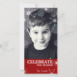 Spaß Weihnachten Foto Card Rote Schneeflocken Punk