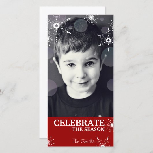 Spaß Weihnachten Foto Card Rote Schneeflocken Punk (Vorne/Hinten)