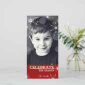 Spaß Weihnachten Foto Card Rote Schneeflocken Punk (Stehend Vorderseite)