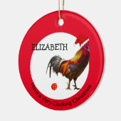 Spaß Weihnachten Hühnchen Gruß Rote Keramik Orname Ornament (Links)