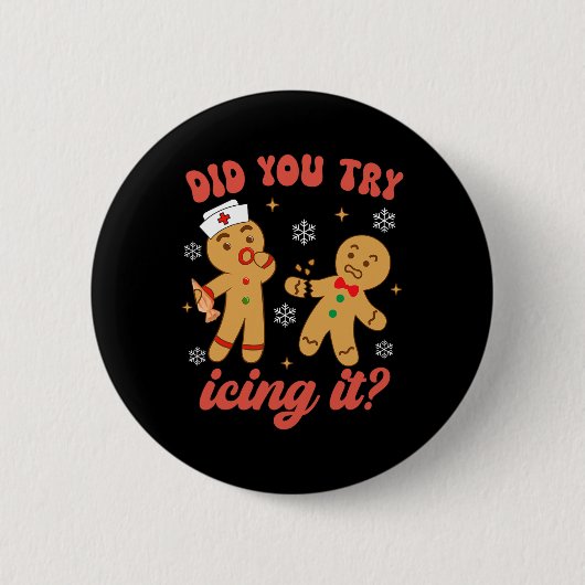 Spaß Weihnachten Krankenschwester Gingerbread Mann Button (Vorderseite)