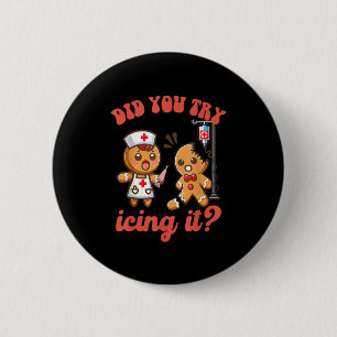 Spaß Weihnachten Krankenschwester Gingerbread Mann Button