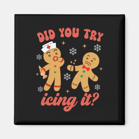 Spaß Weihnachten Krankenschwester Gingerbread Mann Magnet (Vorne)