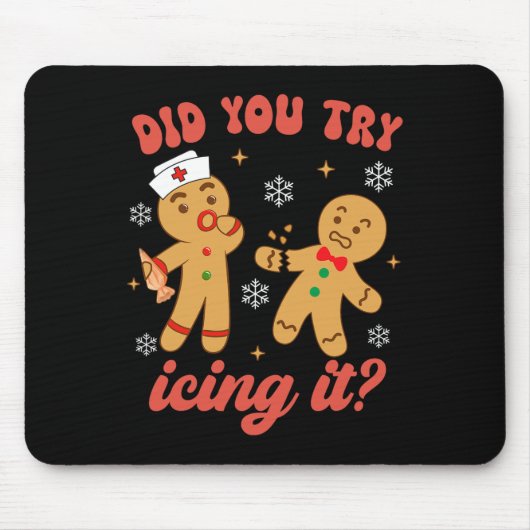 Spaß Weihnachten Krankenschwester Gingerbread Mann Mousepad (Vorne)