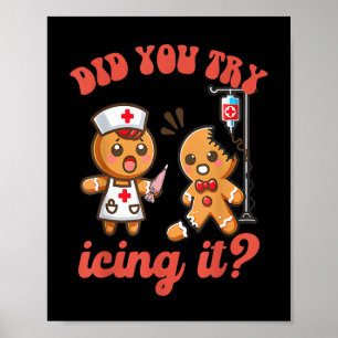 Spaß Weihnachten Krankenschwester Gingerbread Mann Poster