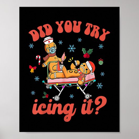 Spaß Weihnachten Krankenschwester Gingerbread Mann Poster (Vorne)