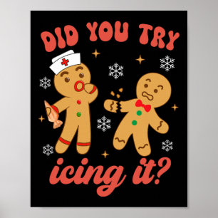 Spaß Weihnachten Krankenschwester Gingerbread Mann Poster