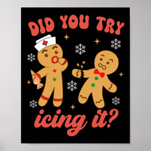 Spaß Weihnachten Krankenschwester Gingerbread Mann Poster (Vorne)