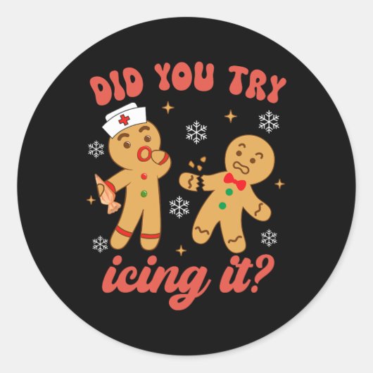 Spaß Weihnachten Krankenschwester Gingerbread Mann Runder Aufkleber (Vorderseite)