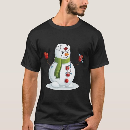 Spaß Weihnachten Krankenschwester Schneemann Krank T-Shirt (Vorderseite)