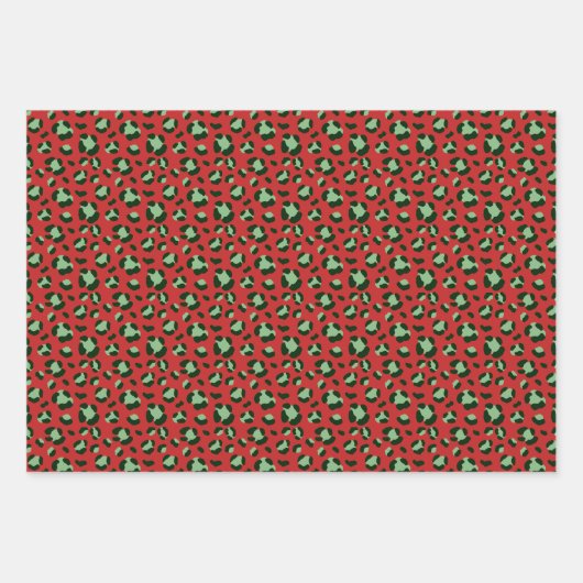 Spaß Weihnachten Leopard Print Trio Mix Geschenkpapier Set (Vorderseite 2)