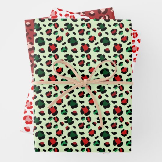 Spaß Weihnachten Leopard Print Trio Mix Geschenkpapier Set (Beispiel)