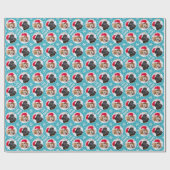 Spaß Weihnachten Liebe Santa Custom Foto Name Aqua Geschenkpapier (Flach)