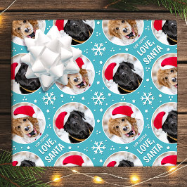 Spaß Weihnachten Liebe Santa Custom Foto Name Aqua Geschenkpapier