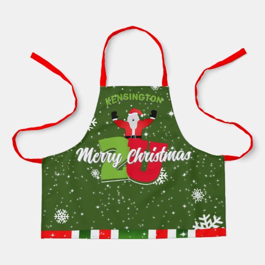 Spaß Weihnachten mit Schneeflocken auf GREEN Frohe Schürze (Vorderseite)