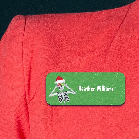 Spaß Weihnachten Skeleton Ornaments Hat grünes Gol Namensschild