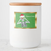 Spaß Weihnachten Skelett glänzende Ornamente Gold  Lebensmitteletikett (Vorderseite)