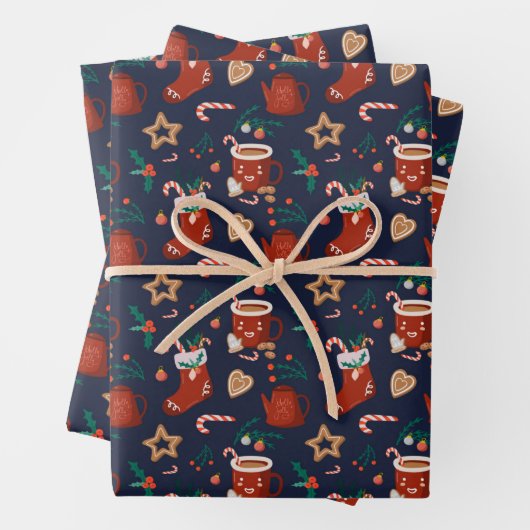 Spaß Weihnachten Strümpfe und Leckereien Geschenkpapier Set (Beispiel)