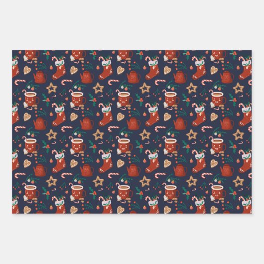 Spaß Weihnachten Strümpfe und Leckereien Geschenkpapier Set (Vorderseite)