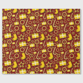 Spaß Weihnachten Stuff auf Maroon Geschenkpapier (Flach)