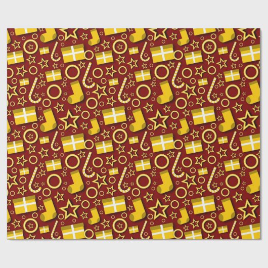 Spaß Weihnachten Stuff auf Maroon Geschenkpapier (Flach)