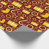 Spaß Weihnachten Stuff auf Maroon Geschenkpapier (Ecke)