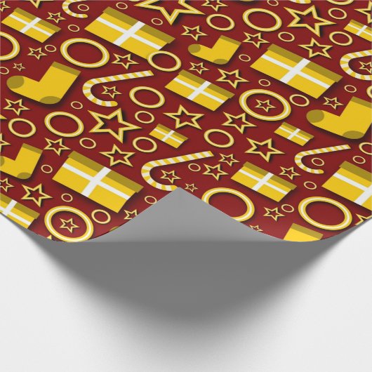 Spaß Weihnachten Stuff auf Maroon Geschenkpapier (Ecke)