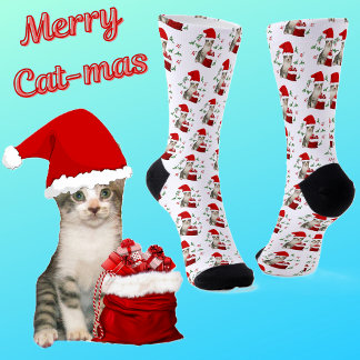 Spaß Weihnachten Tabby Cat Santa Claws Socken