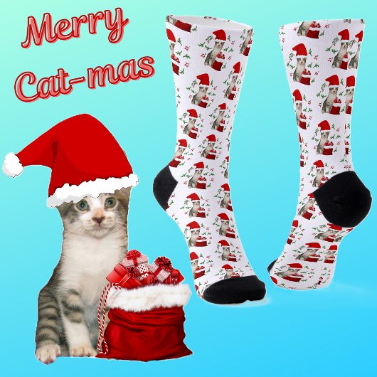 Spaß Weihnachten Tabby Cat Santa Claws Socken