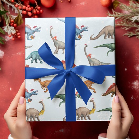 Spaß Weihnachten Urlaub Dinosaur Wasserfarben Must Geschenkpapier