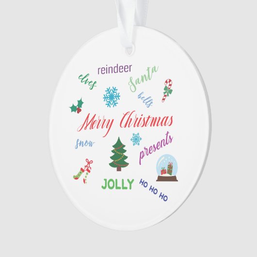 Spaß Weihnachten Word Cloud Design Ornament (Vorderseite)